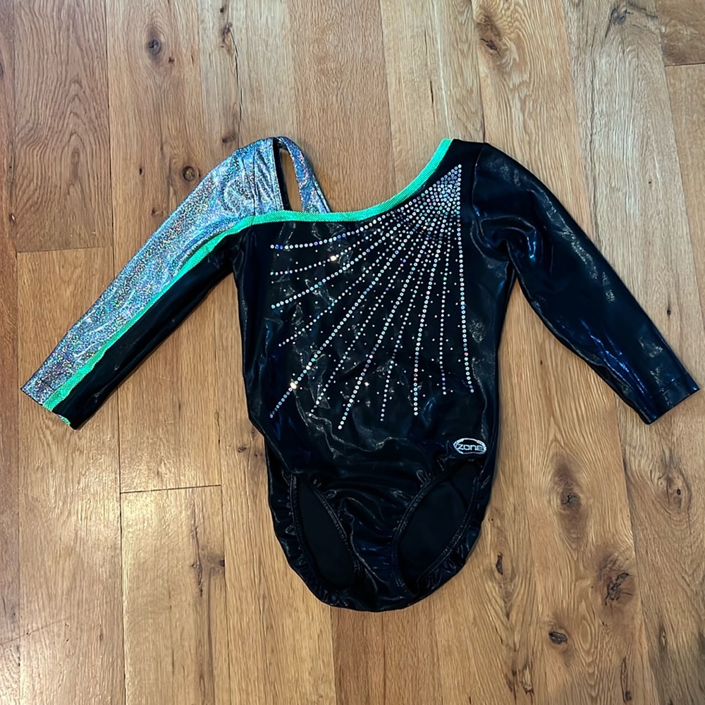 Zone Green and Black Gymnastics Competition Leotard.